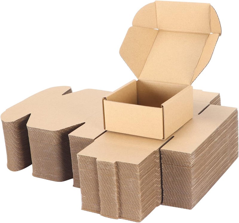 PHAREGE 4x4x2 inch Shipping Boxes Bulk 50 Pack Brown, Tab Lock Tuck Top Mailer Boxes for Packaging Small Business, Small Cardboard Gift Boxes for Wrapping Mailing Present - Image 1